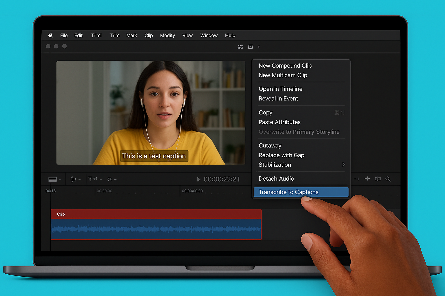 Run the transcription on your clip or project