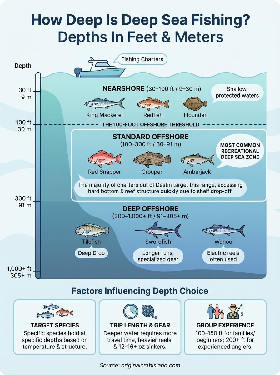 how deep is deep sea fishing infographic