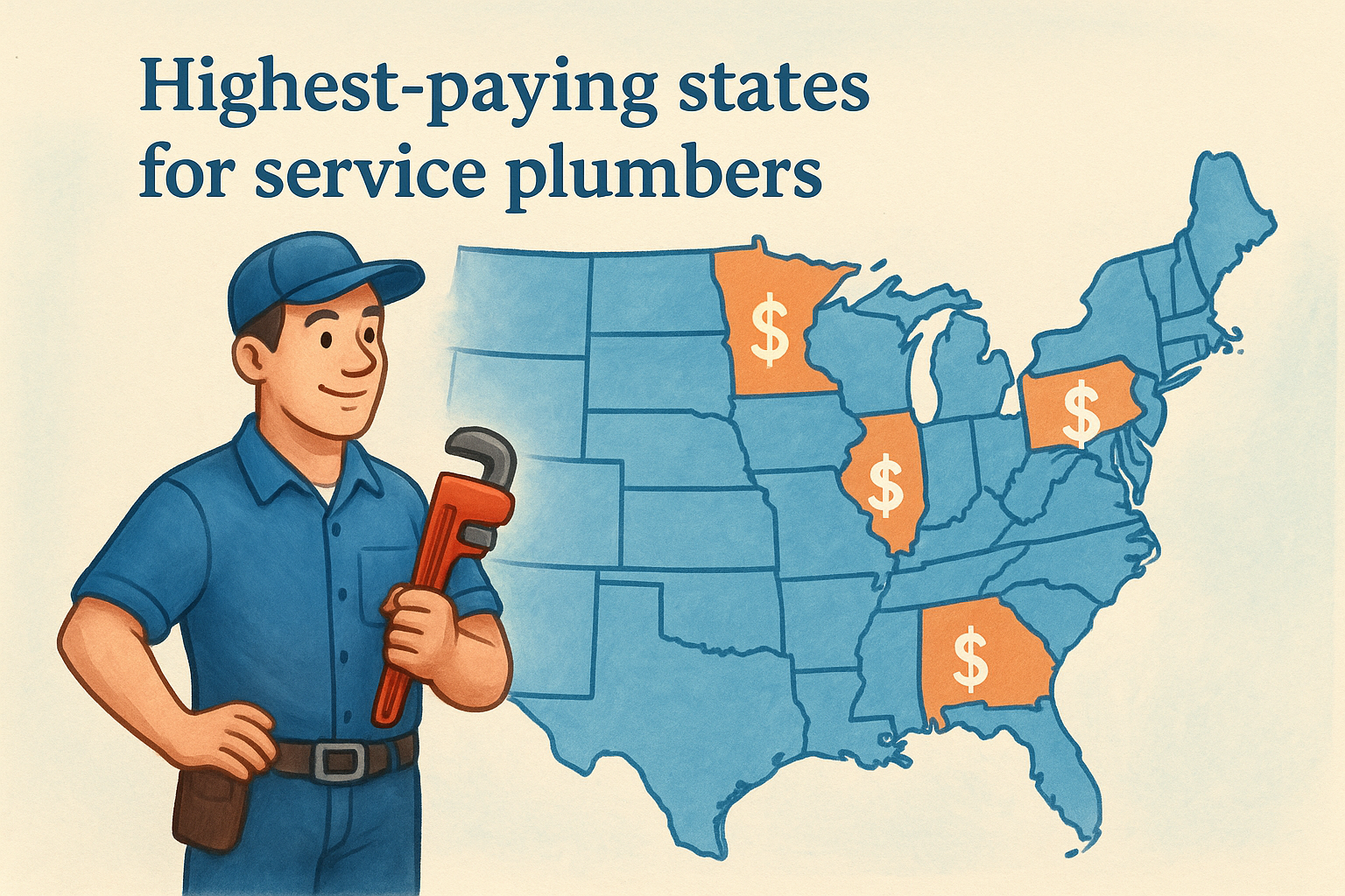 Highest-paying states for service plumbers