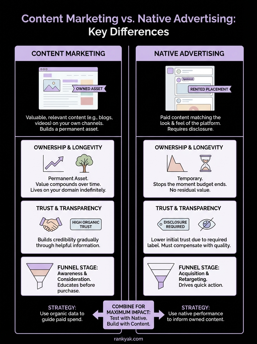 content marketing and native advertising infographic