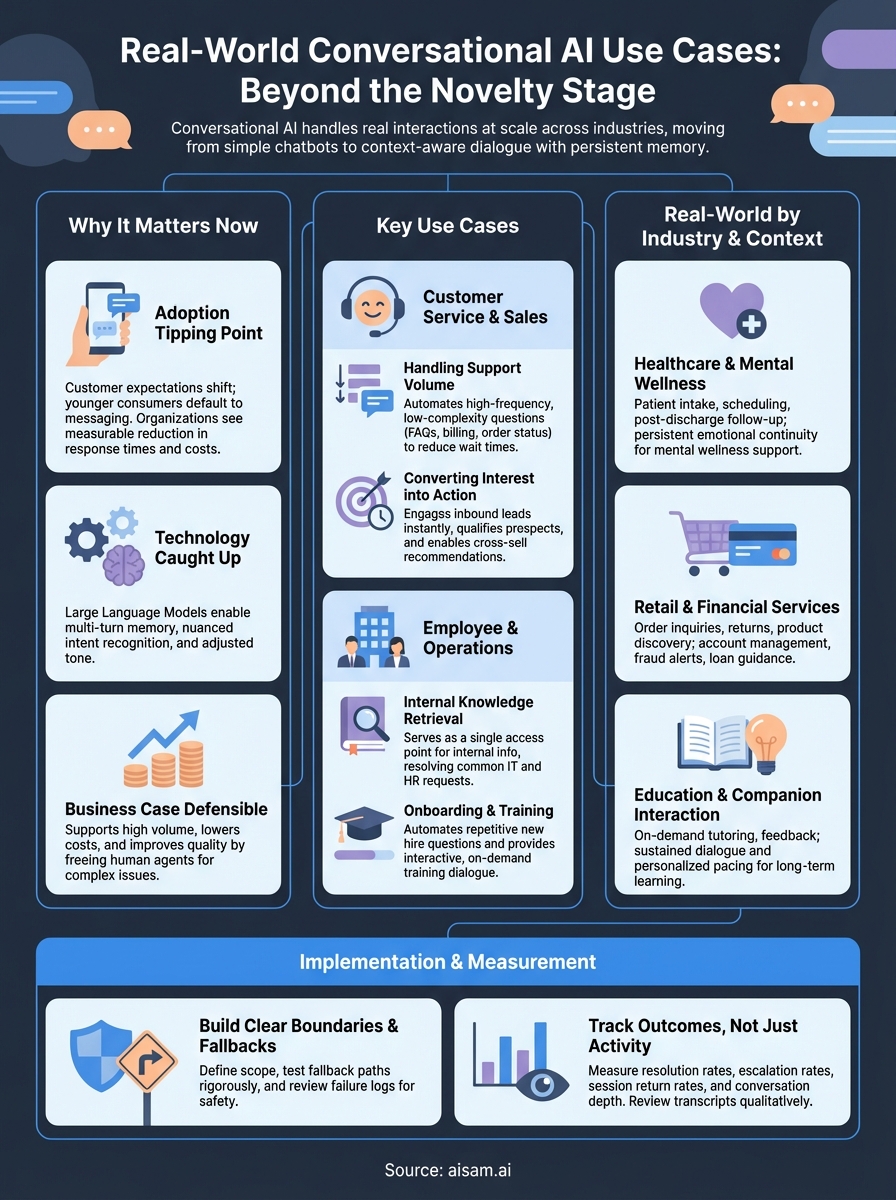 conversational ai use cases infographic