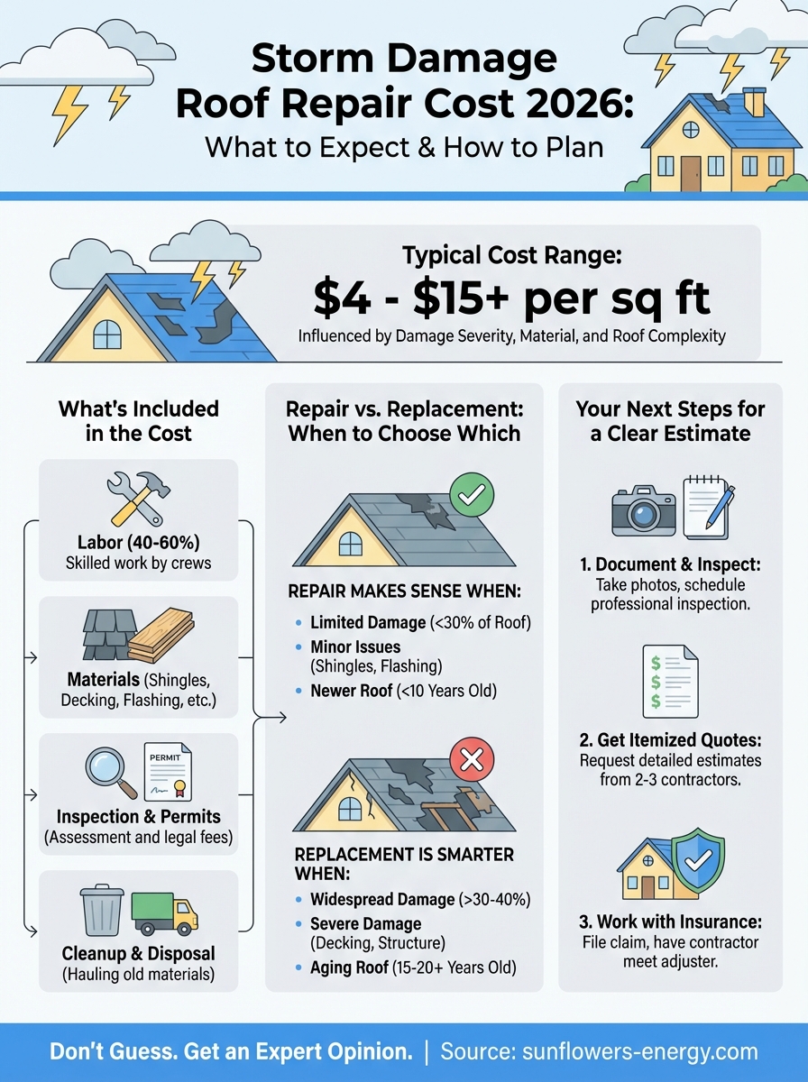 storm damage roof repair cost infographic