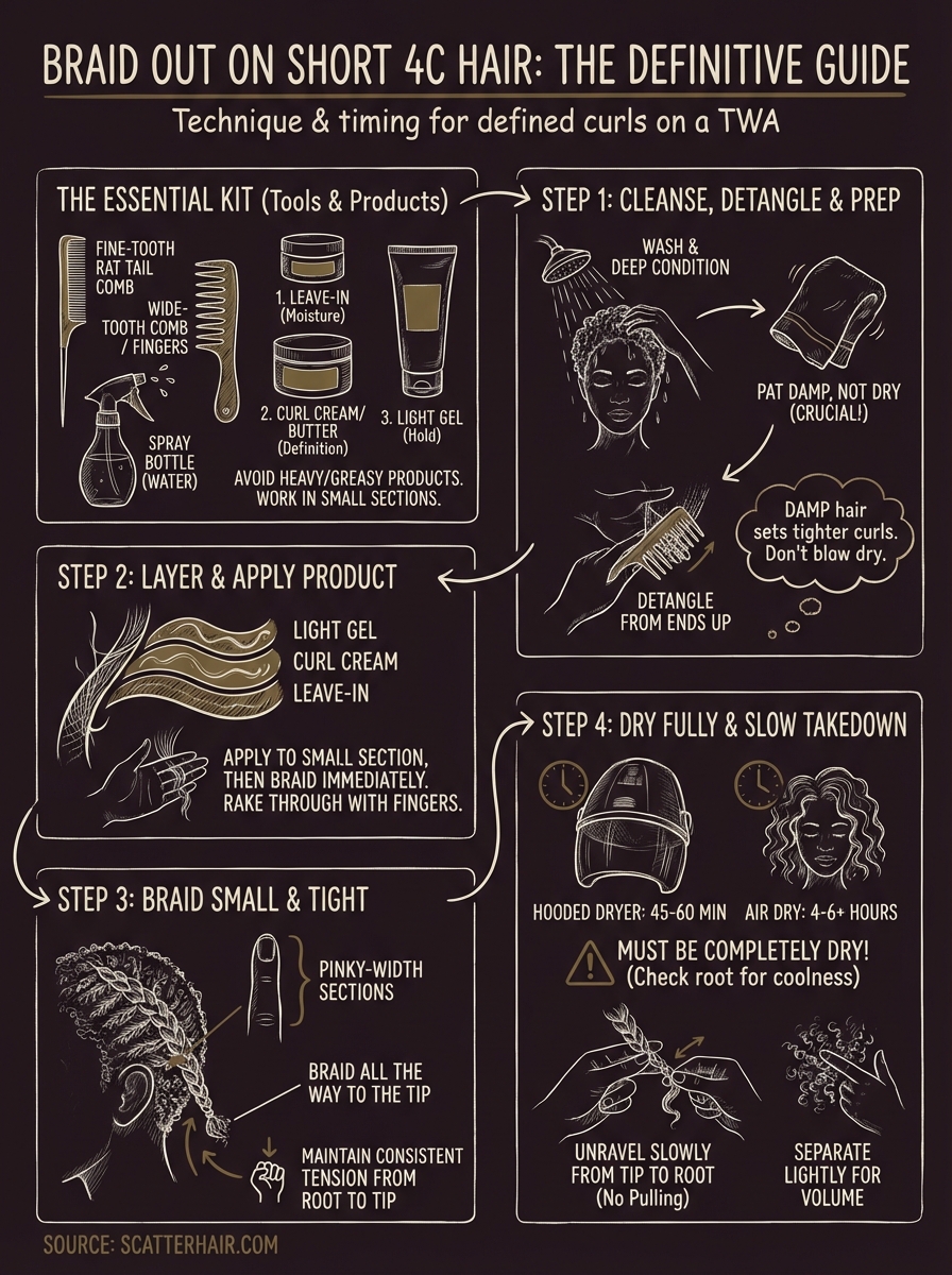 braid out on short natural hair infographic