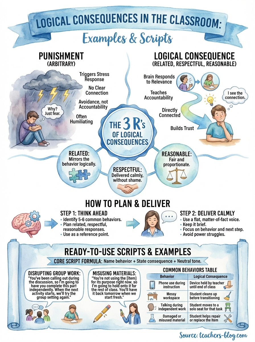 logical consequences in the classroom infographic