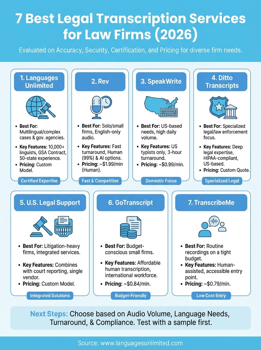 best legal transcription services infographic