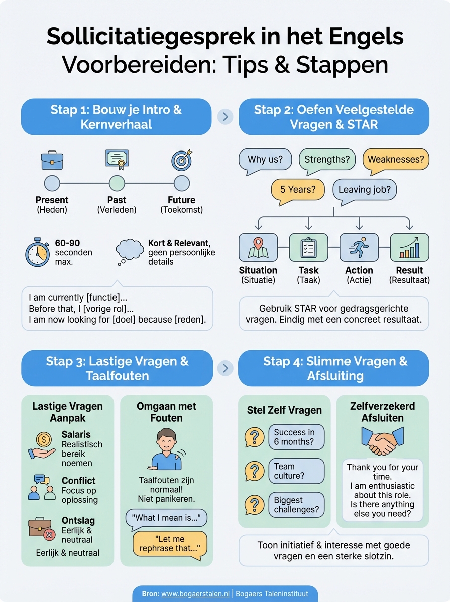 sollicitatiegesprek in het engels voorbereiden infographic