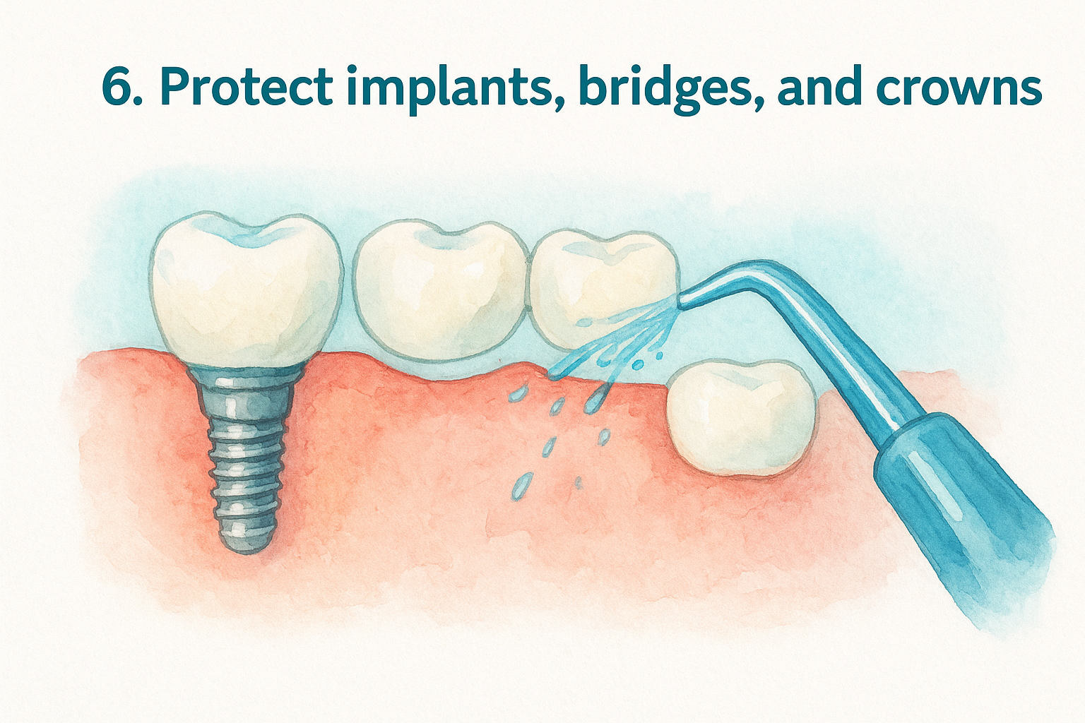 6. Protect implants, bridges, and crowns