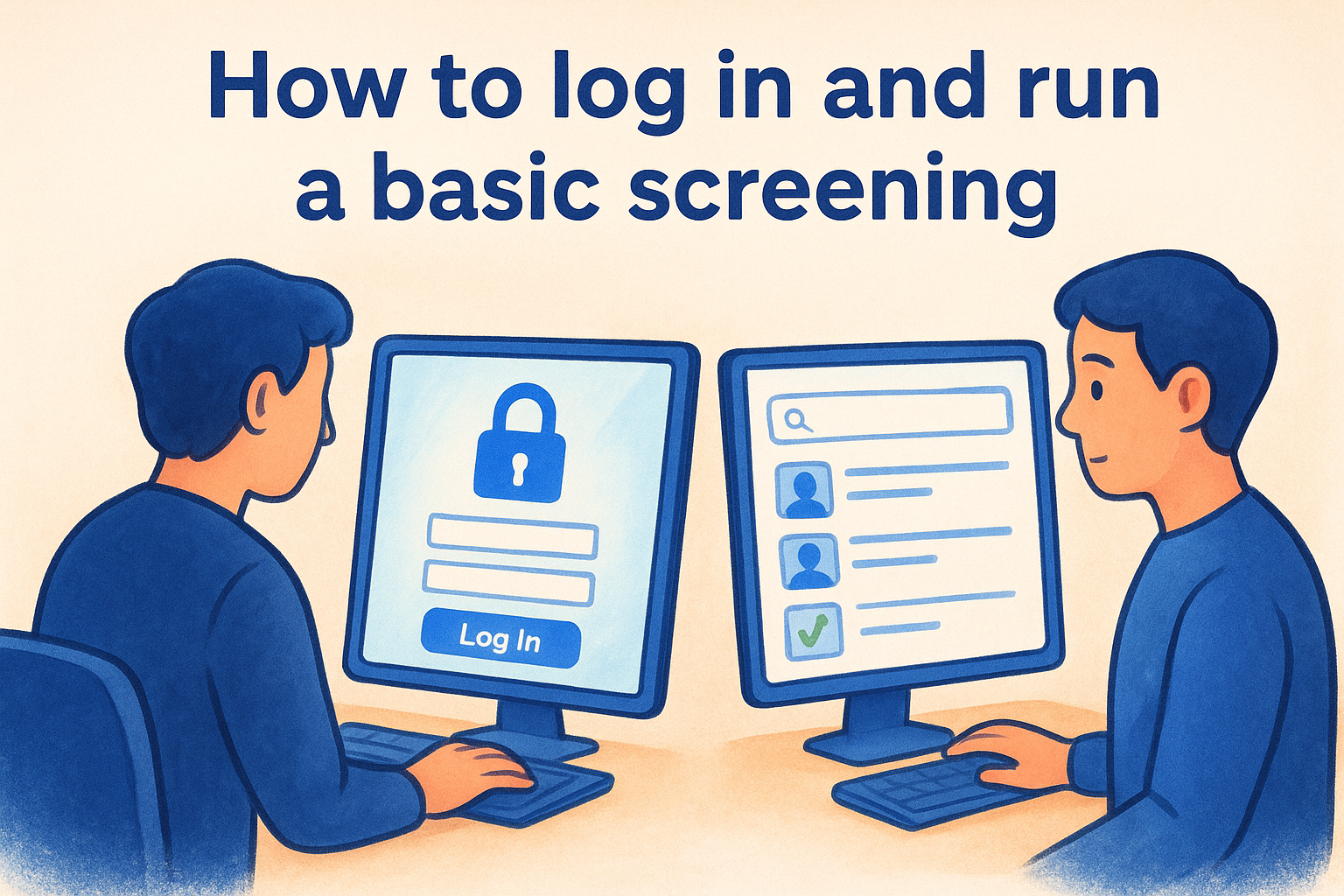 How to log in and run a basic screening