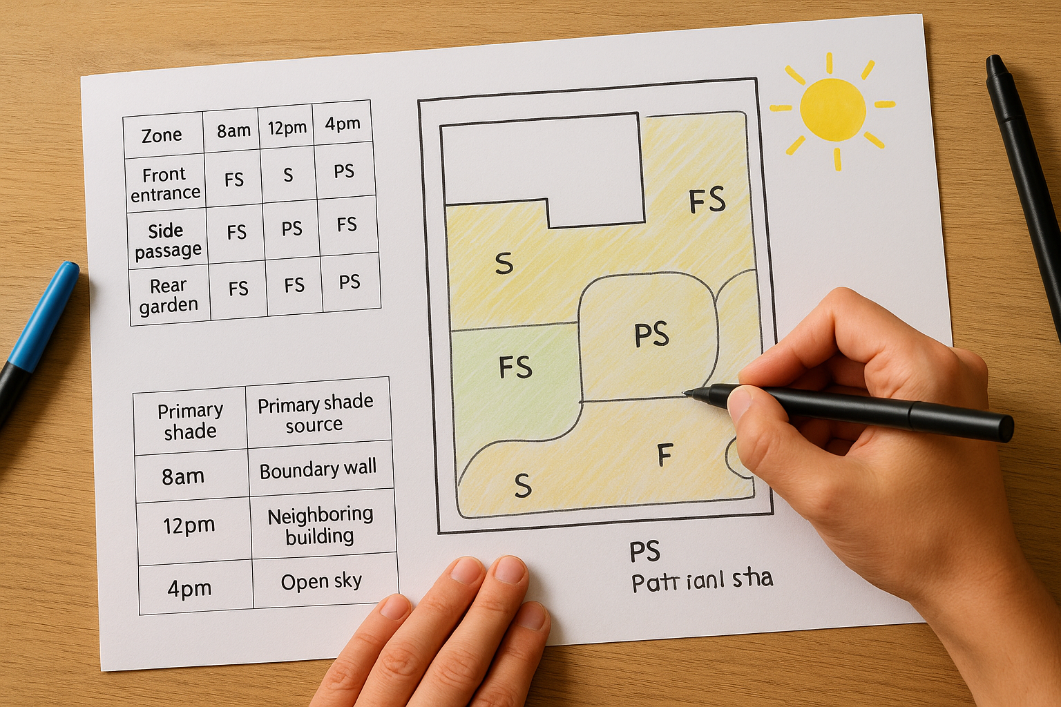 Map sun exposure and shade patterns