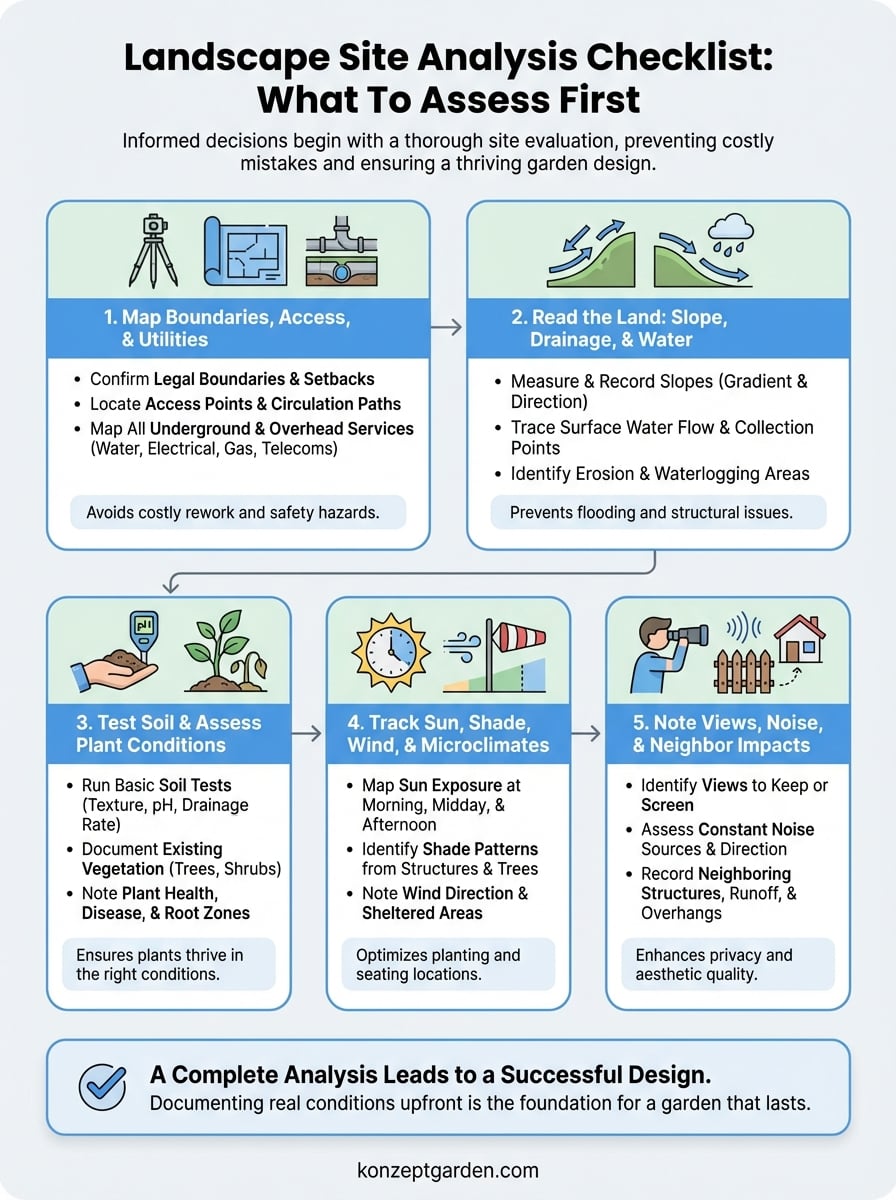 landscape site analysis checklist infographic