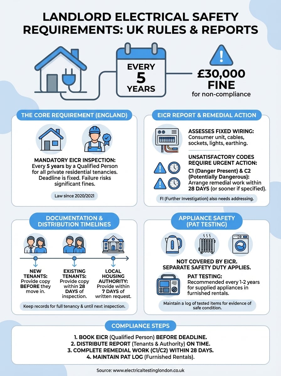 landlord electrical safety requirements infographic