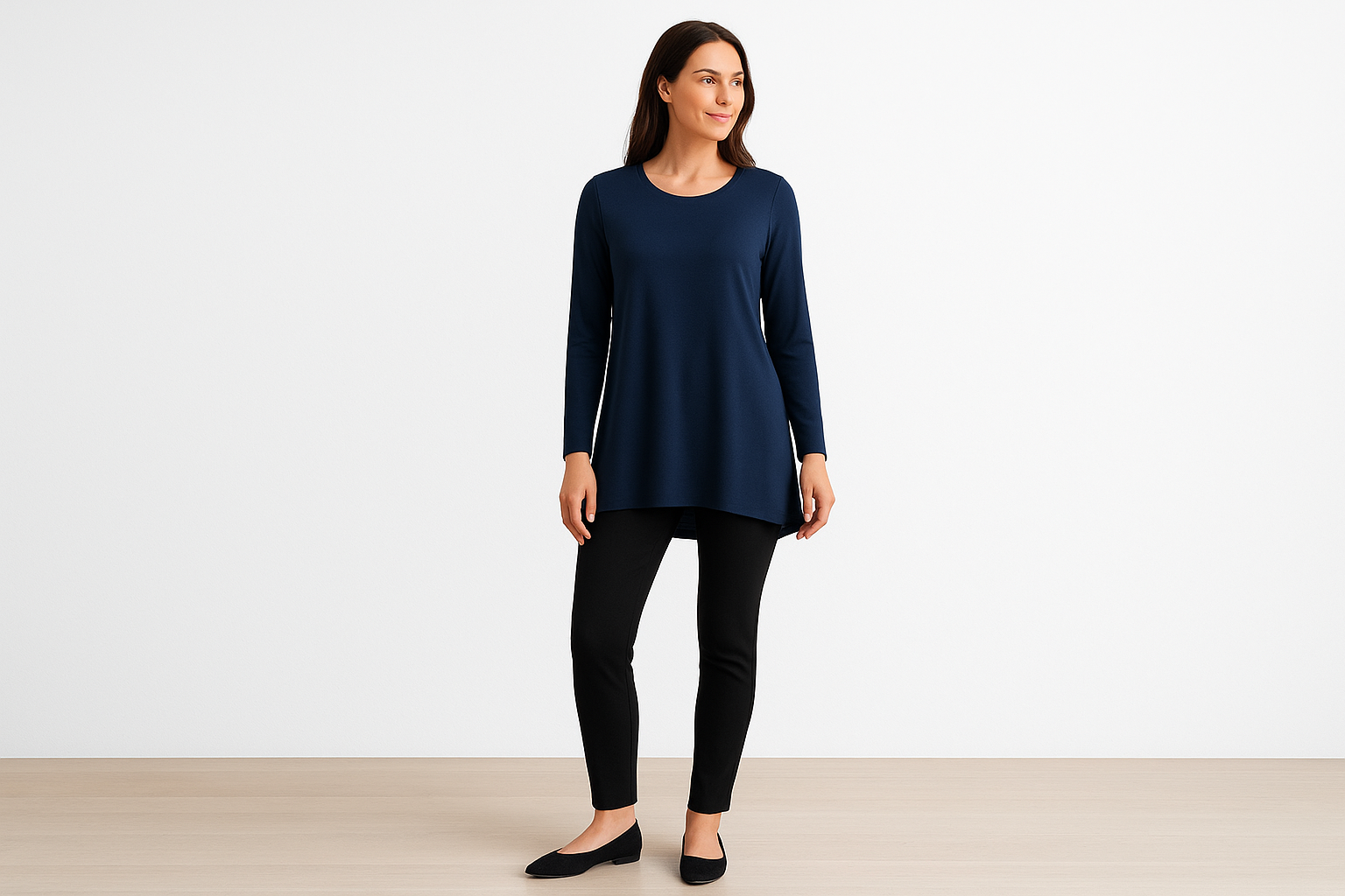 4. A sleek tunic top that works with slim pants