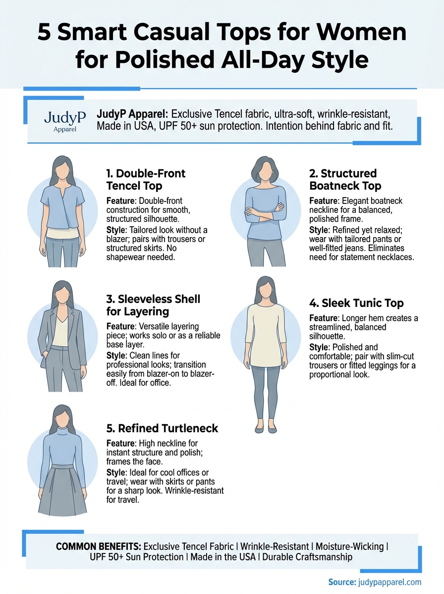 smart casual tops for women infographic