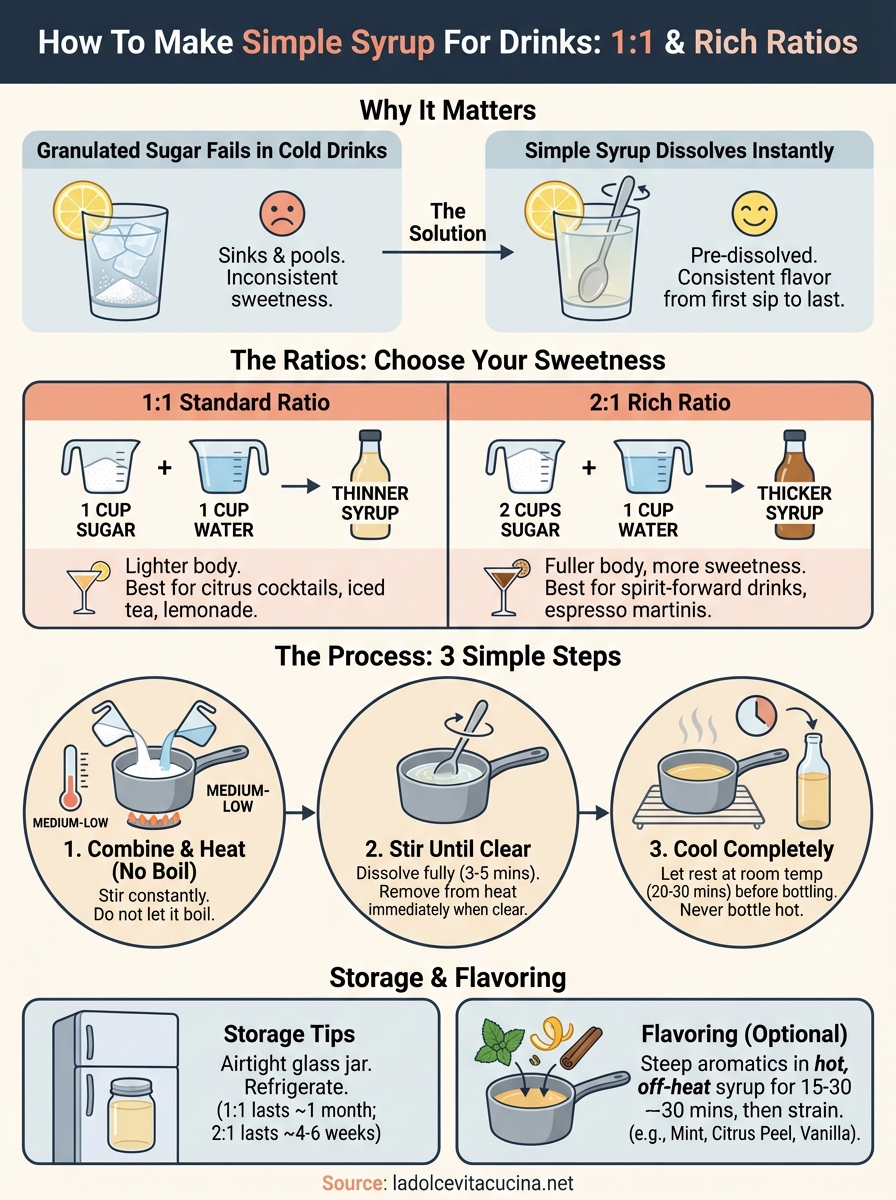 how to make simple syrup for drinks infographic