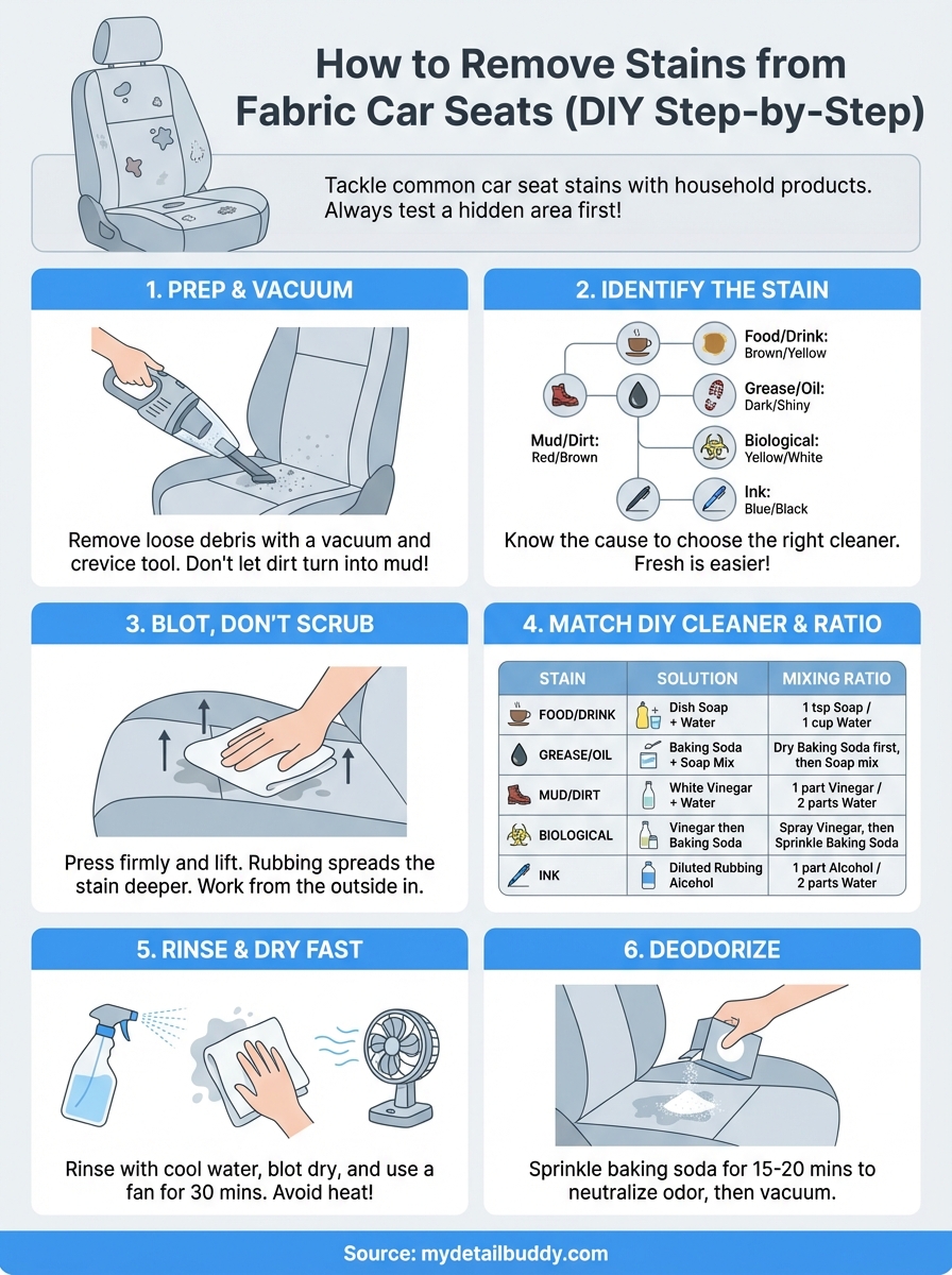 how to remove stains from car seats infographic