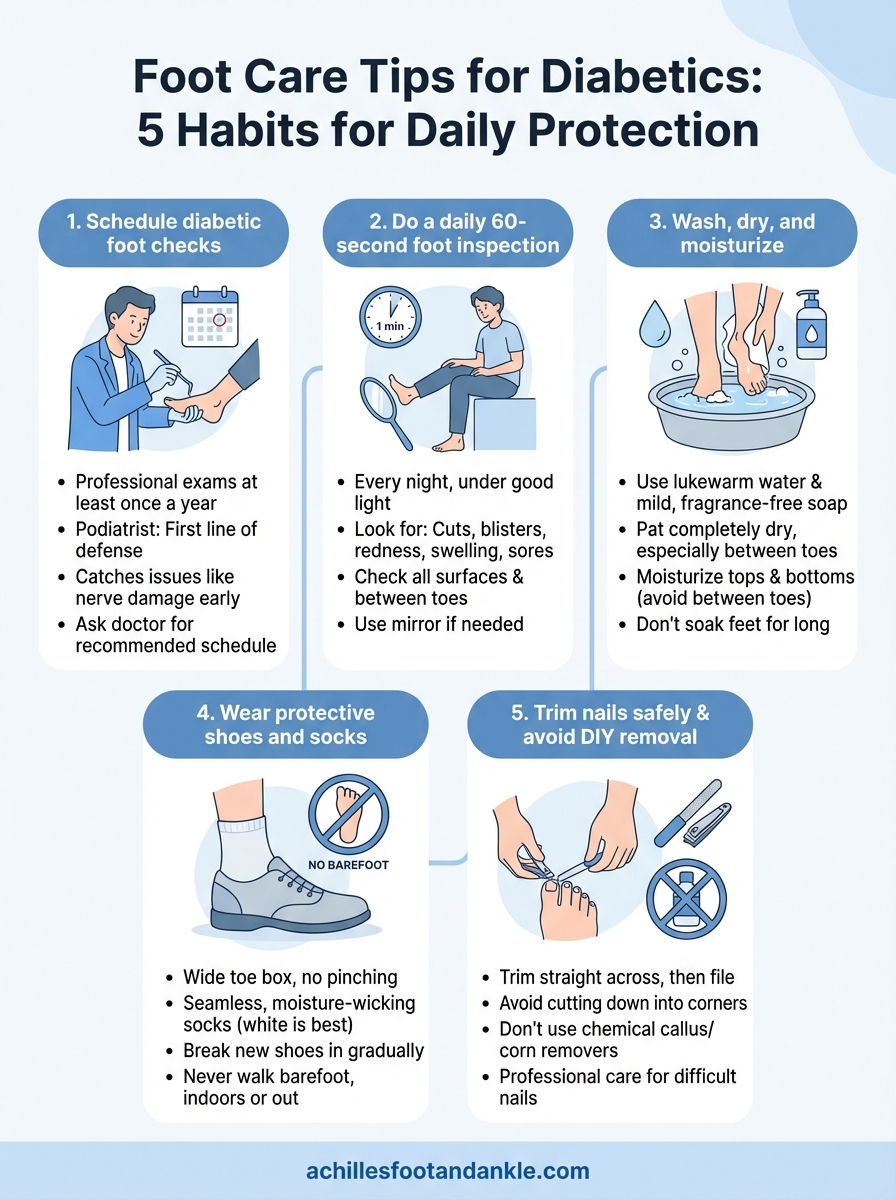 foot care tips for diabetics infographic