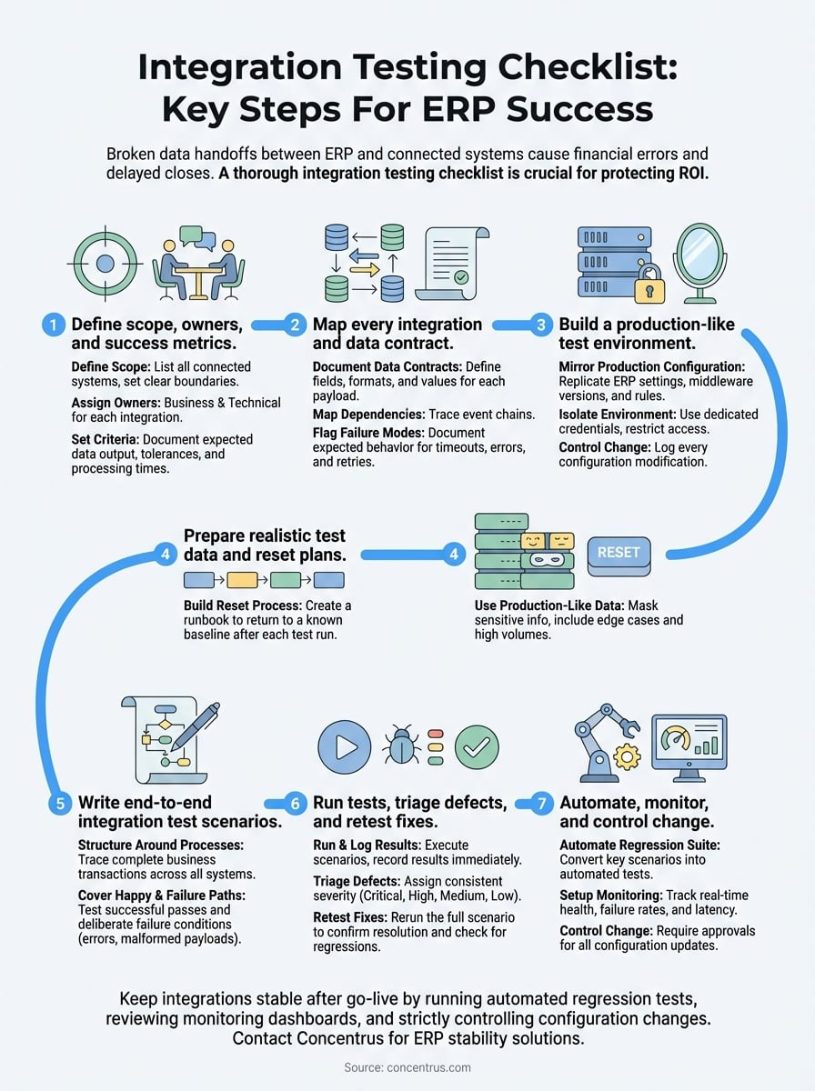 integration testing checklist infographic