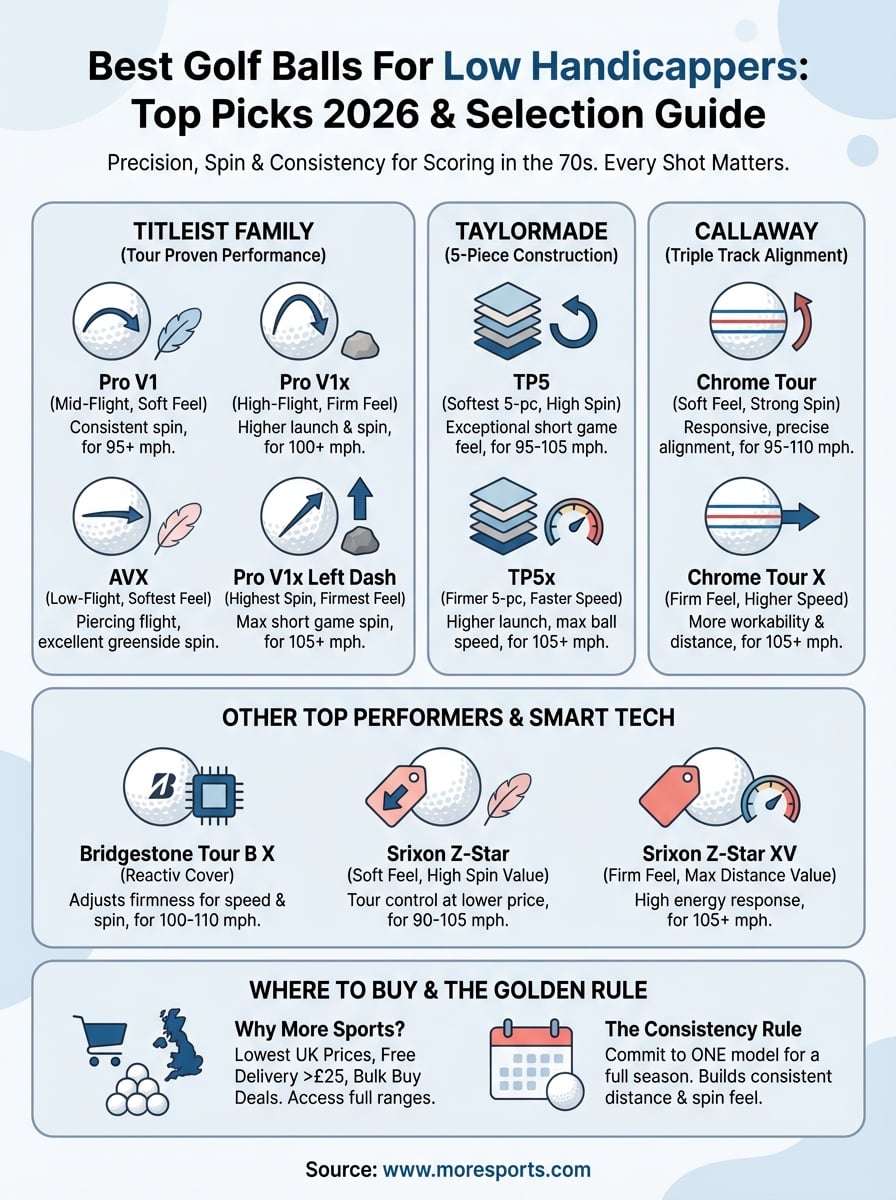 best golf balls for low handicappers infographic
