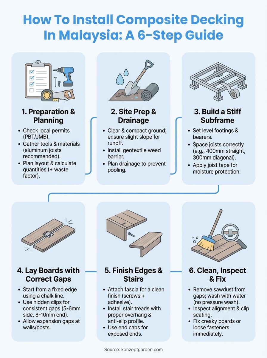 how to install composite decking infographic