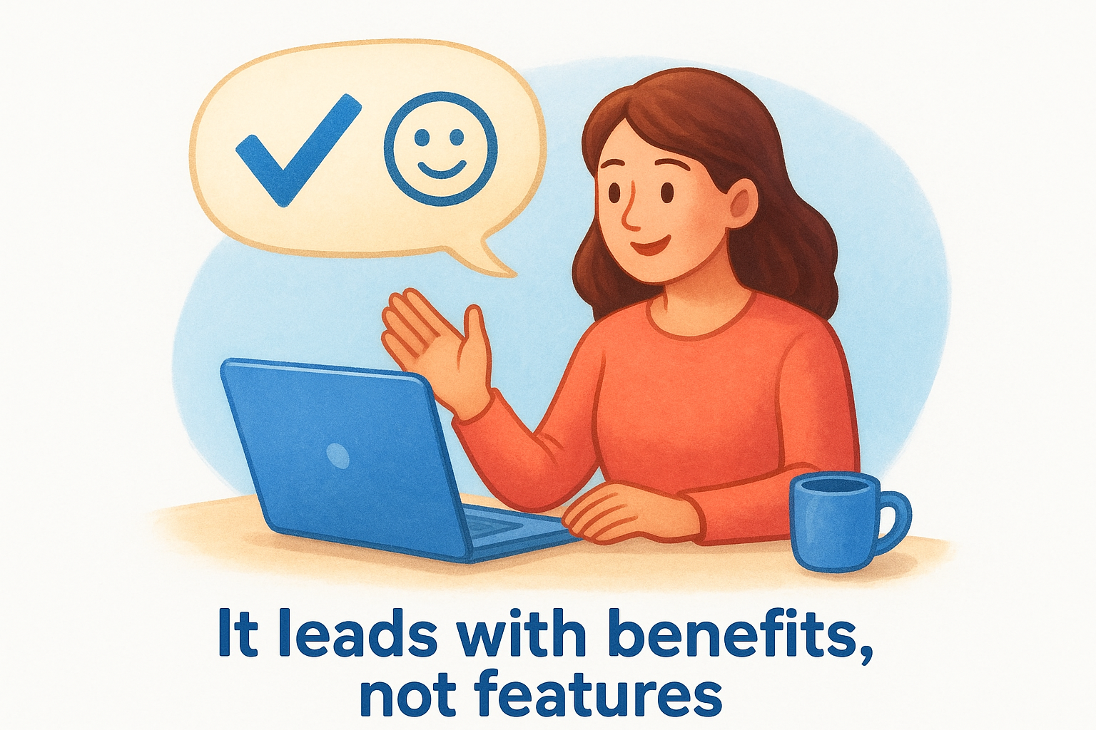 It leads with benefits, not features