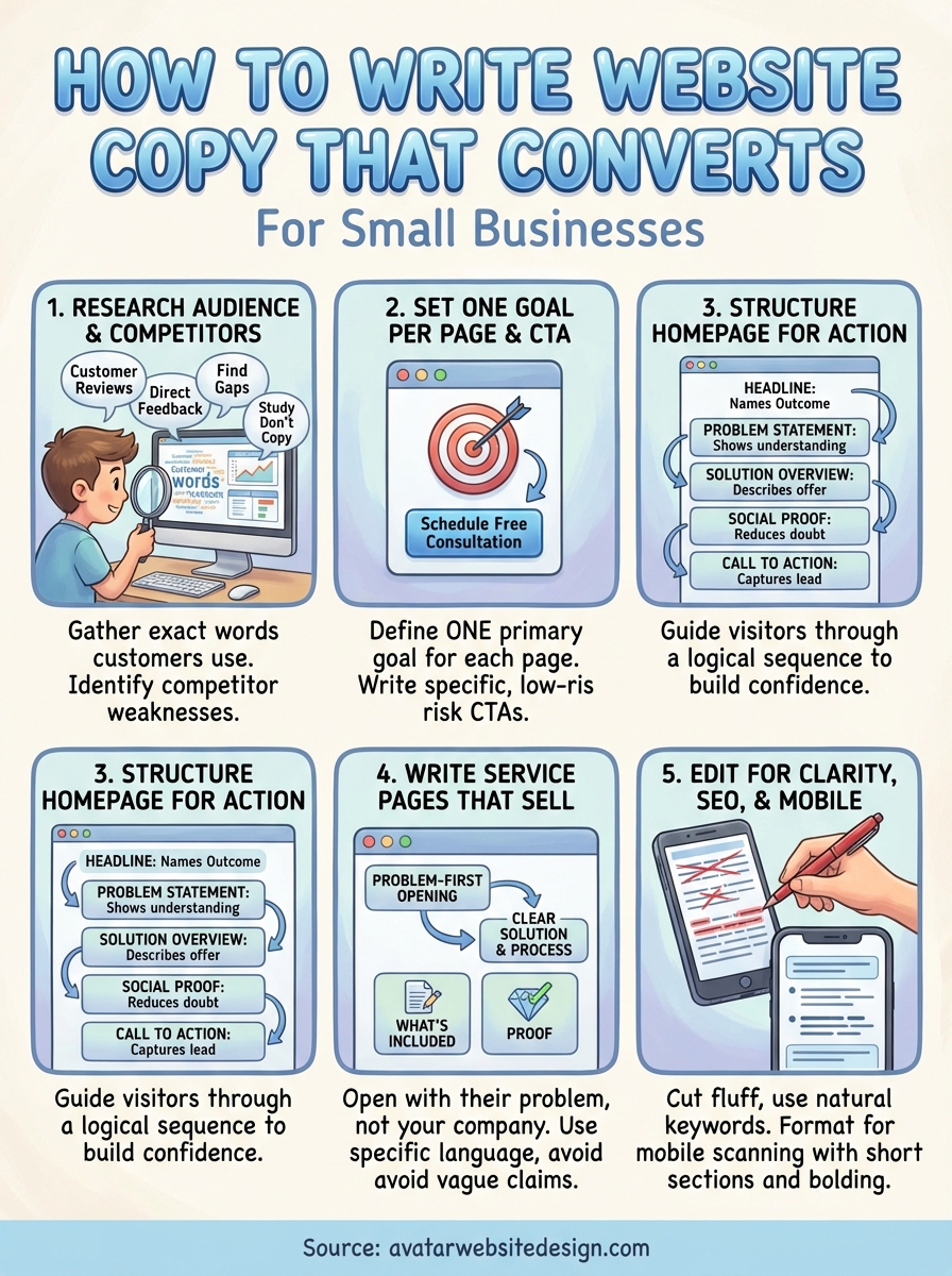 how to write website copy infographic