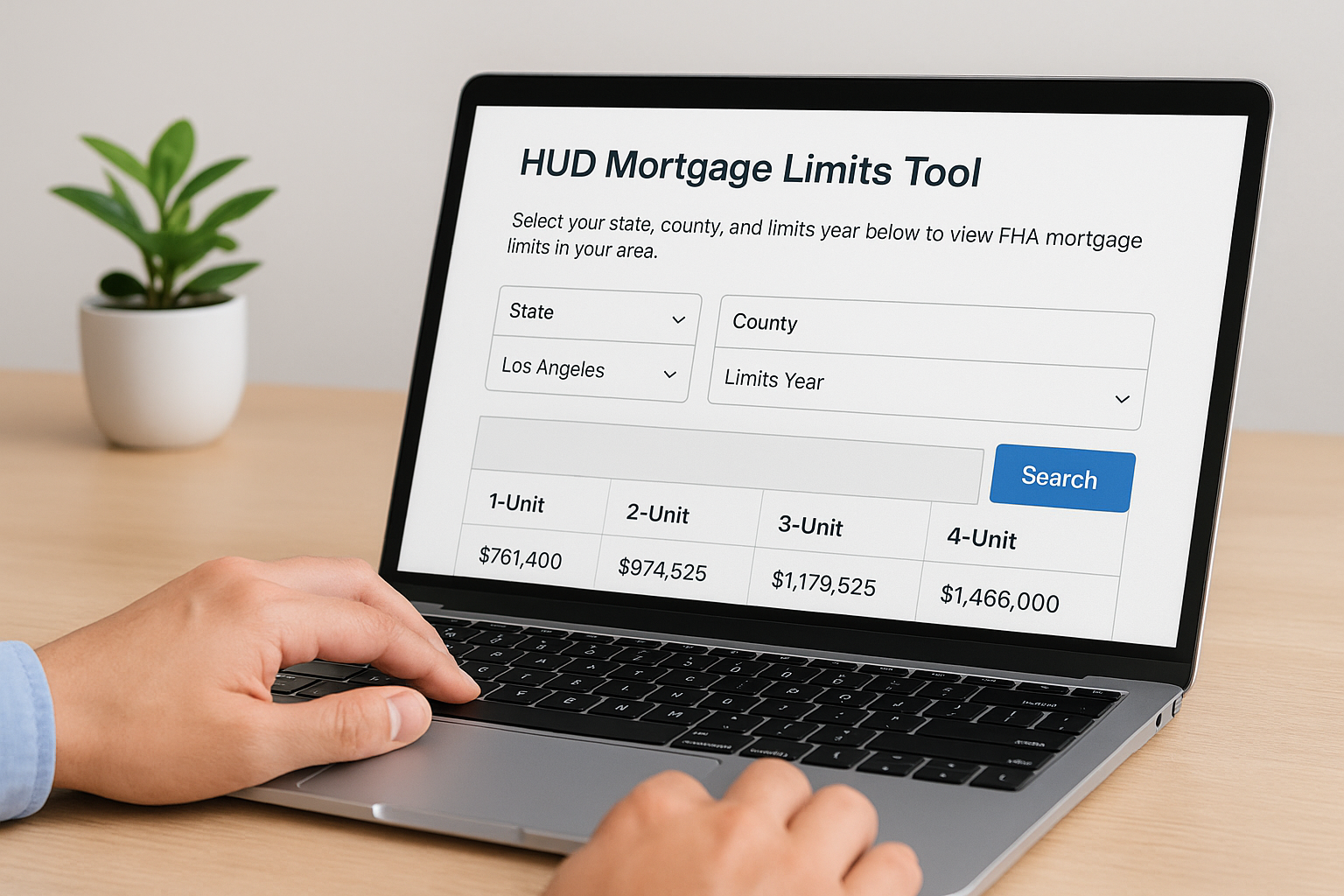Using the HUD mortgage limits tool