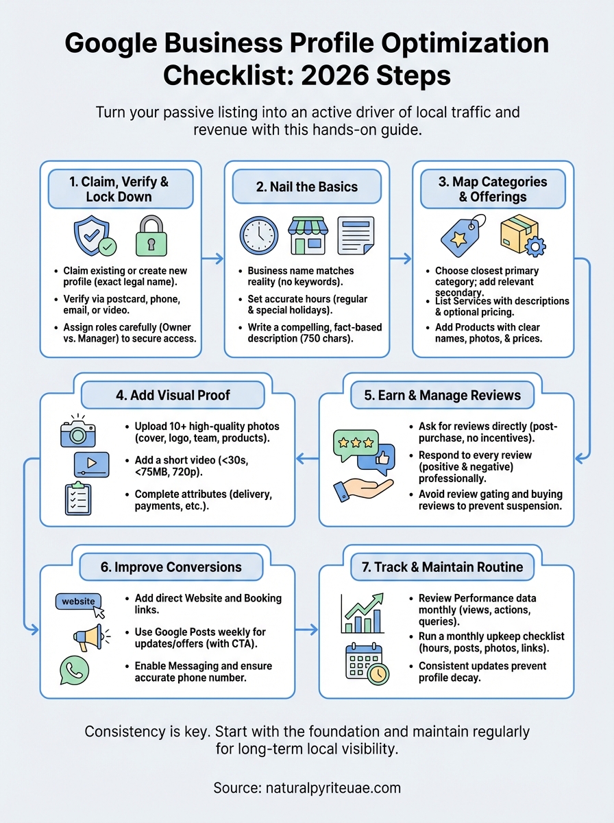 google business profile optimization checklist infographic