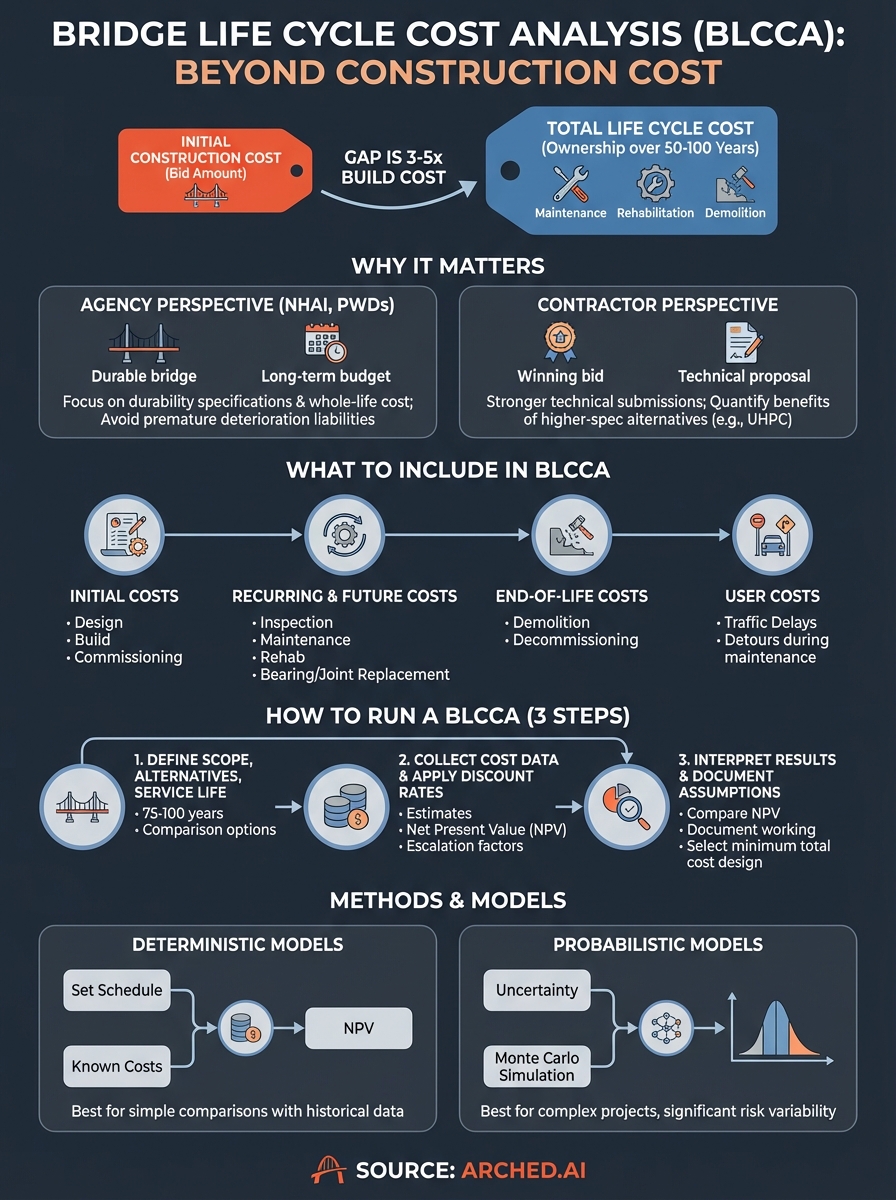 bridge life cycle cost analysis infographic