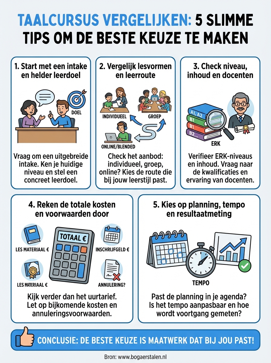 taalcursus vergelijken infographic
