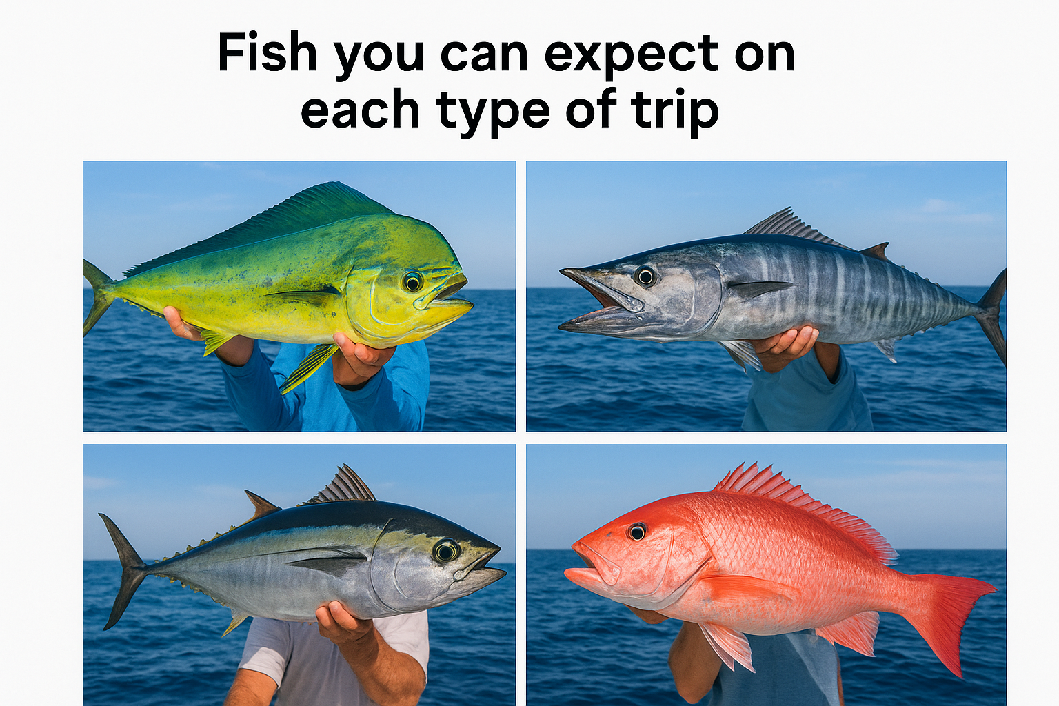 Fish you can expect on each type of trip