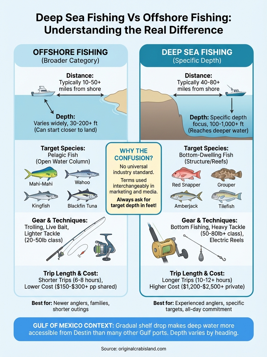 deep sea fishing vs offshore fishing infographic