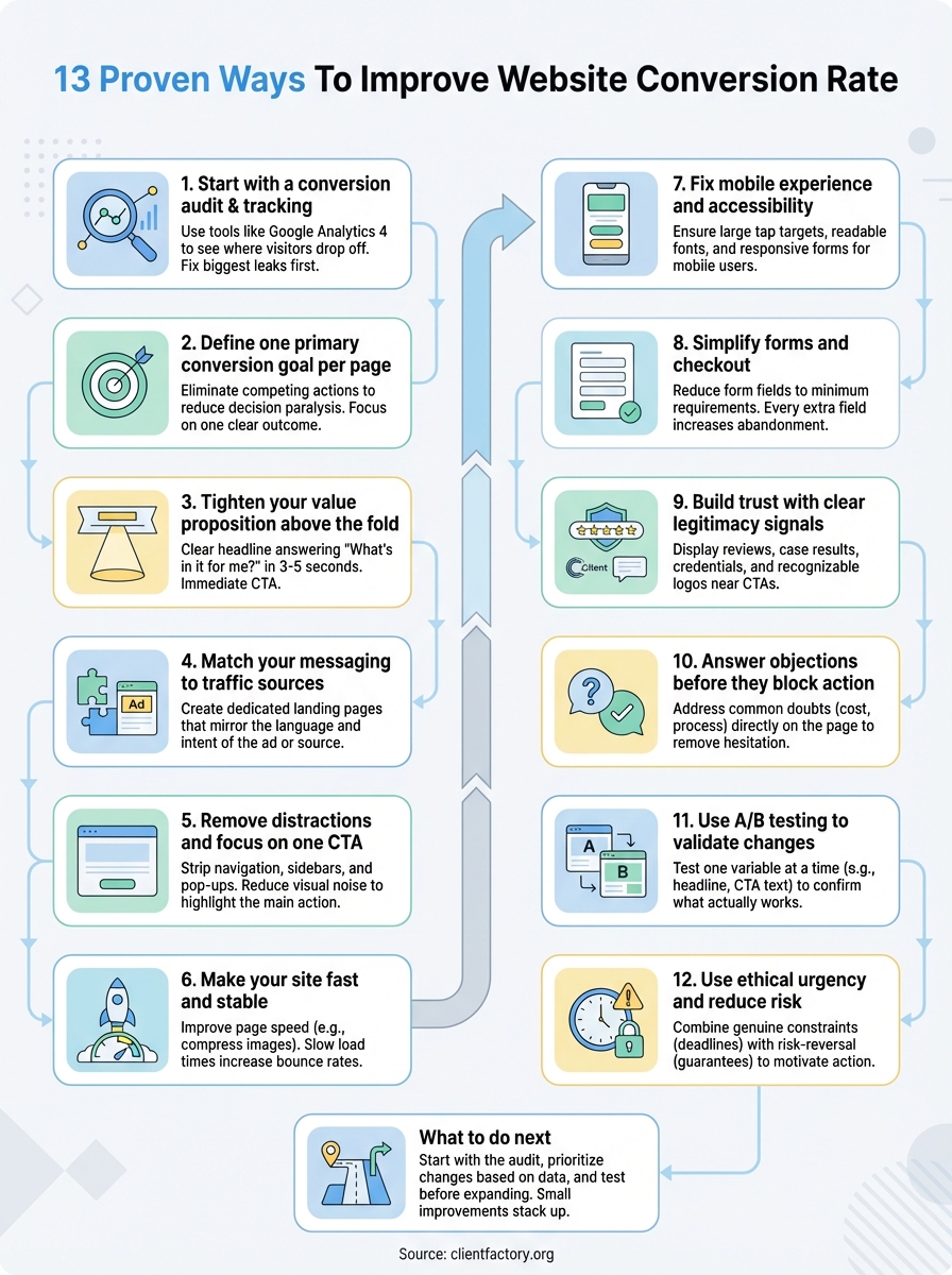 how to improve website conversion rate infographic