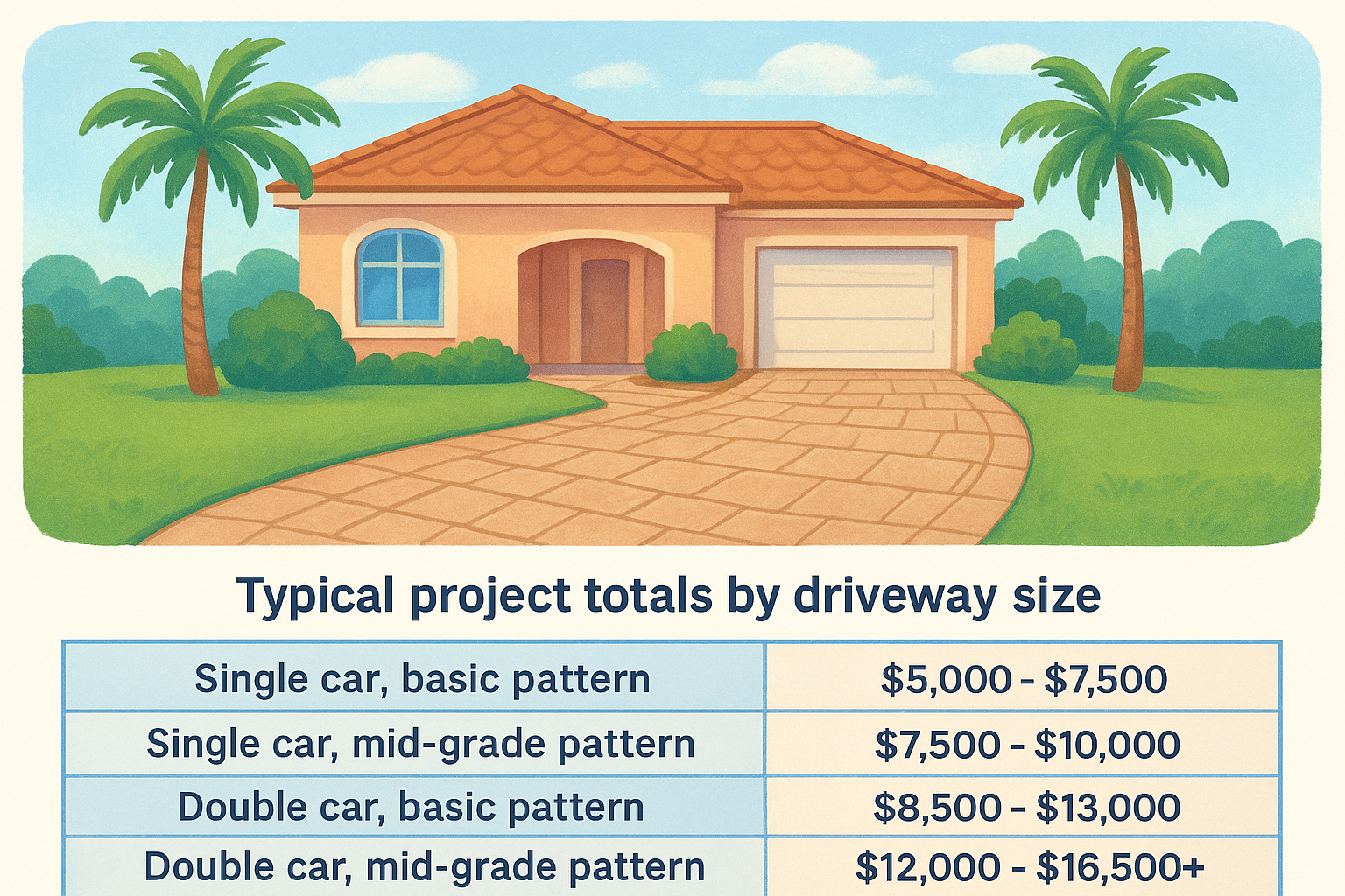 Typical project totals by driveway size