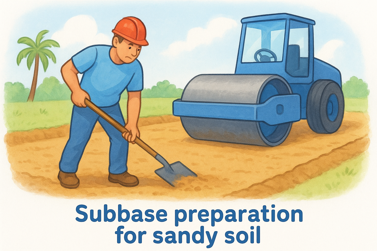 Subbase preparation for sandy soil