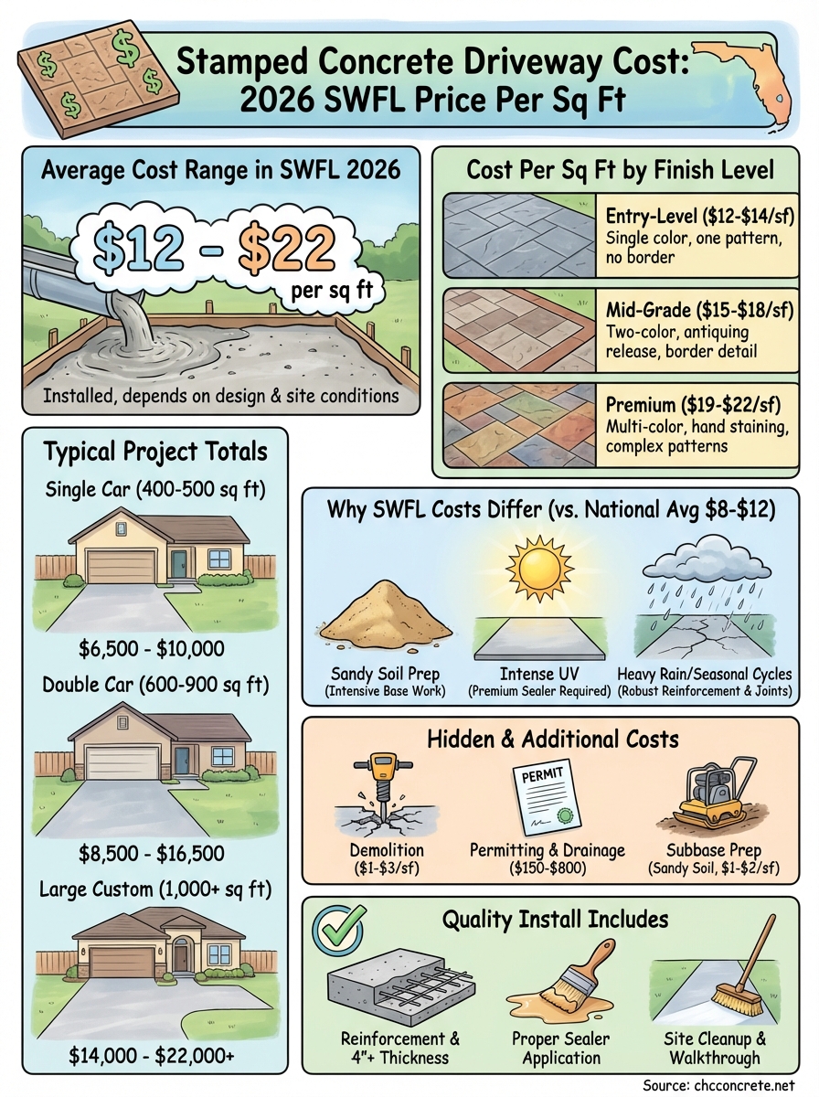 stamped concrete driveway cost infographic
