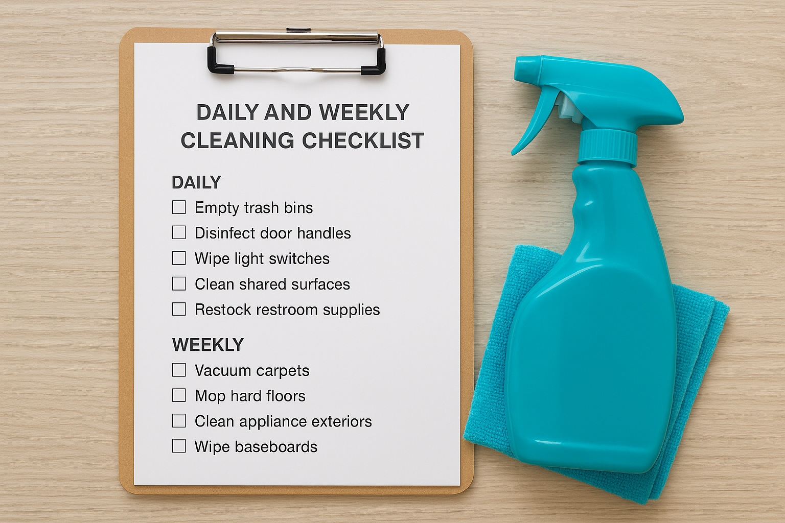 A sample daily and weekly checklist