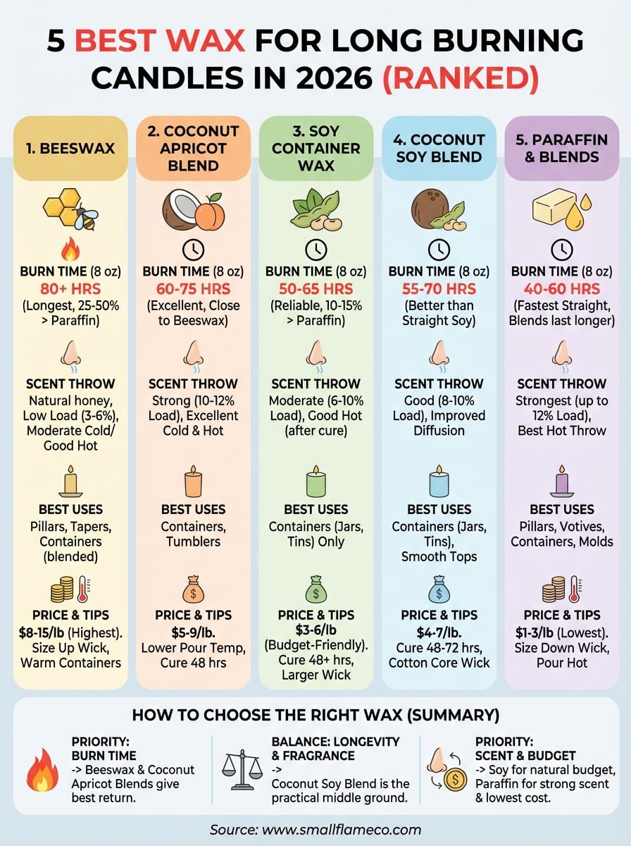 best wax for long burning candles infographic