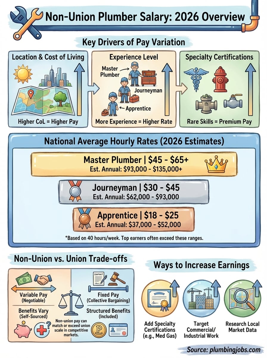 non union plumber salary infographic