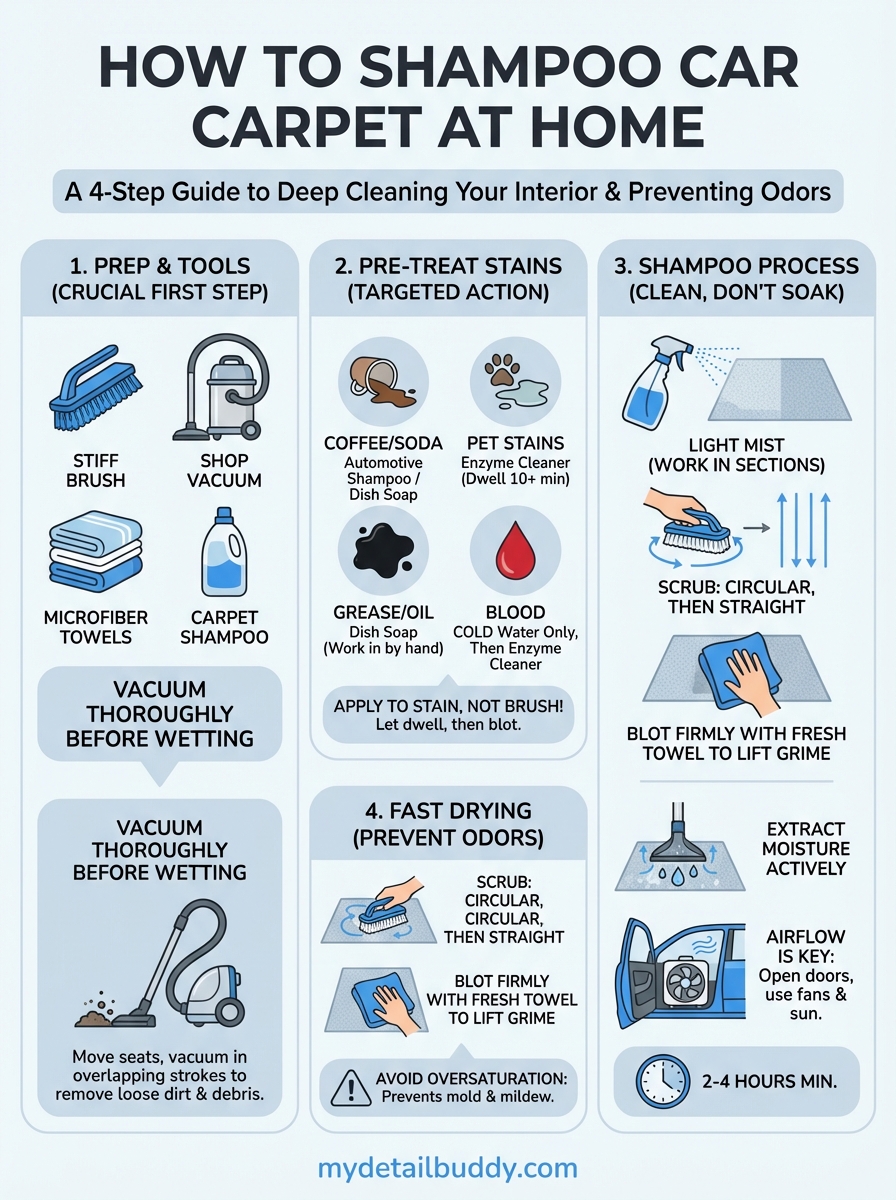 how to shampoo car carpet infographic
