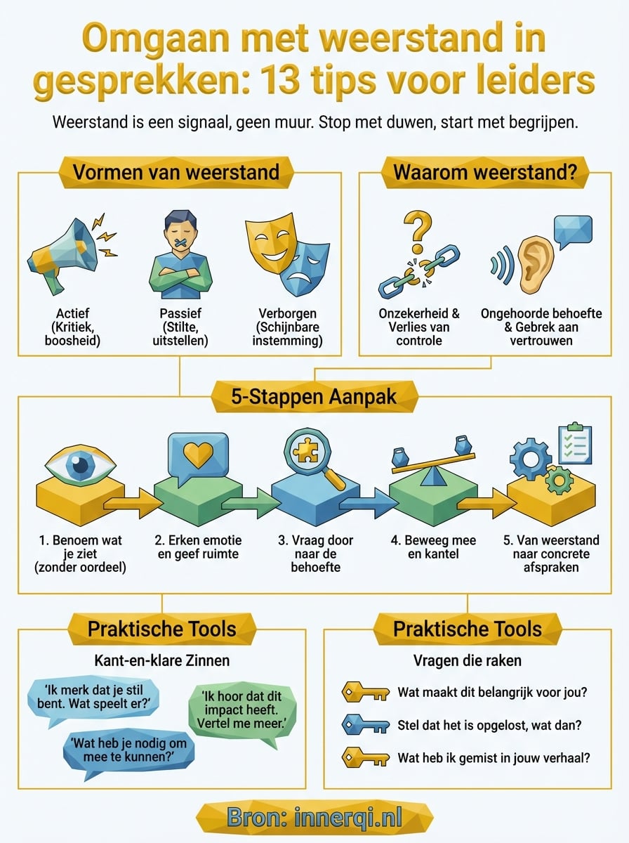 omgaan met weerstand in gesprekken infographic