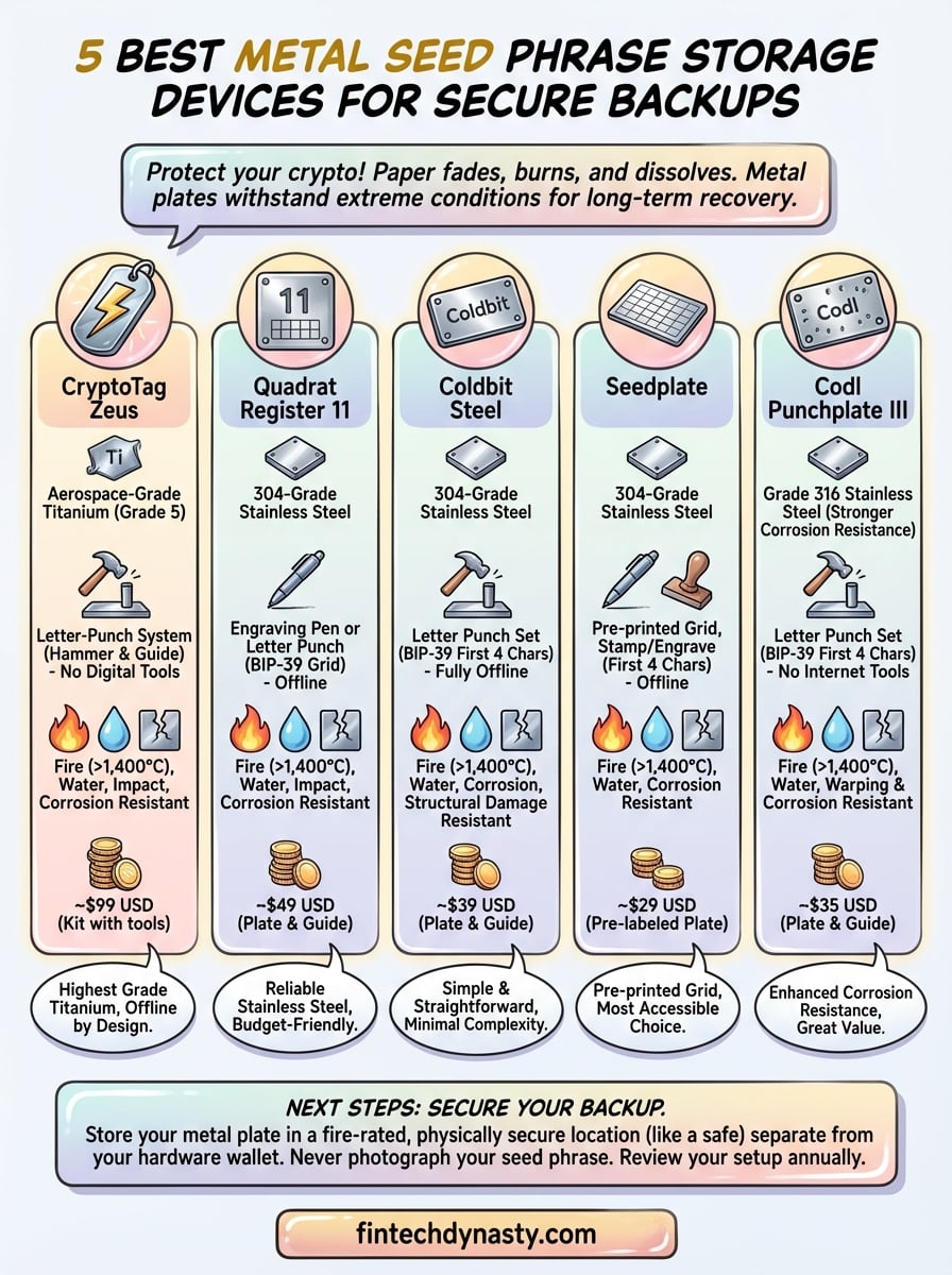 best metal seed phrase storage infographic