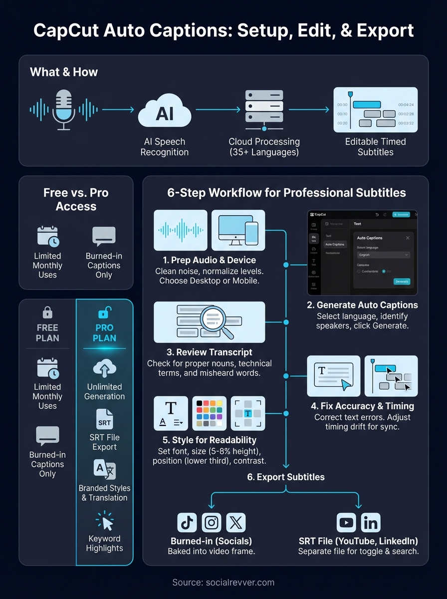 capcut auto captions infographic