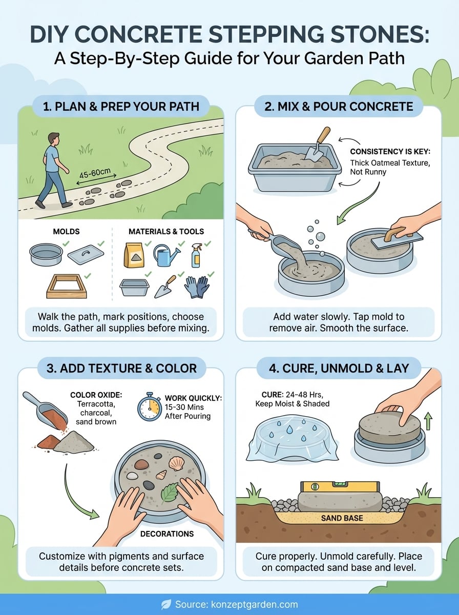 diy concrete stepping stones infographic