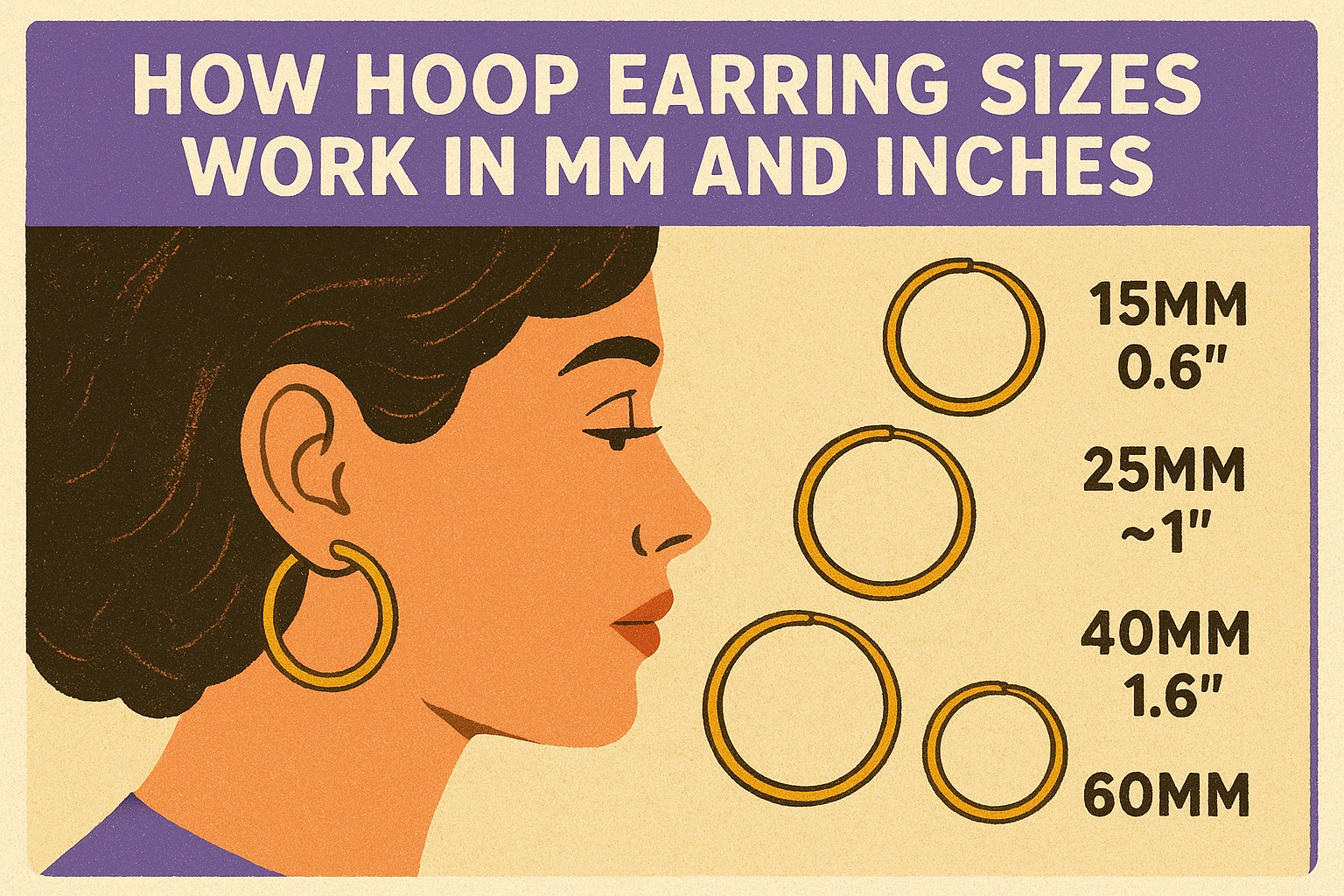 How hoop earring sizes work in mm and inches