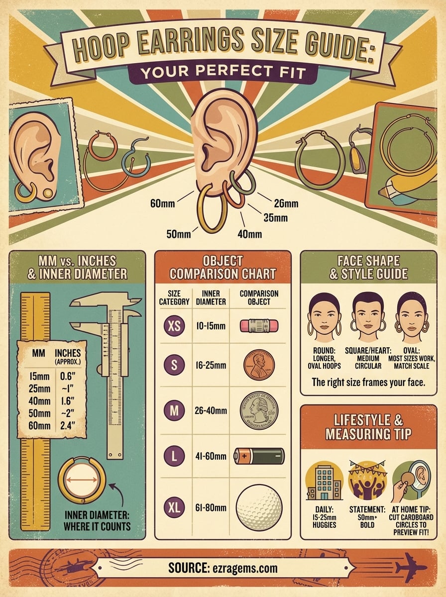 hoop earrings size guide infographic