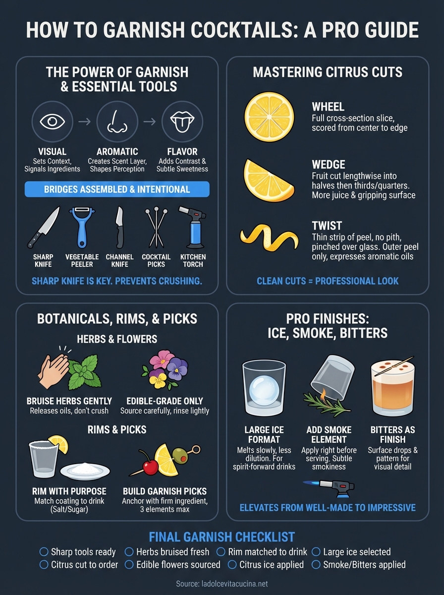 how to garnish cocktails infographic