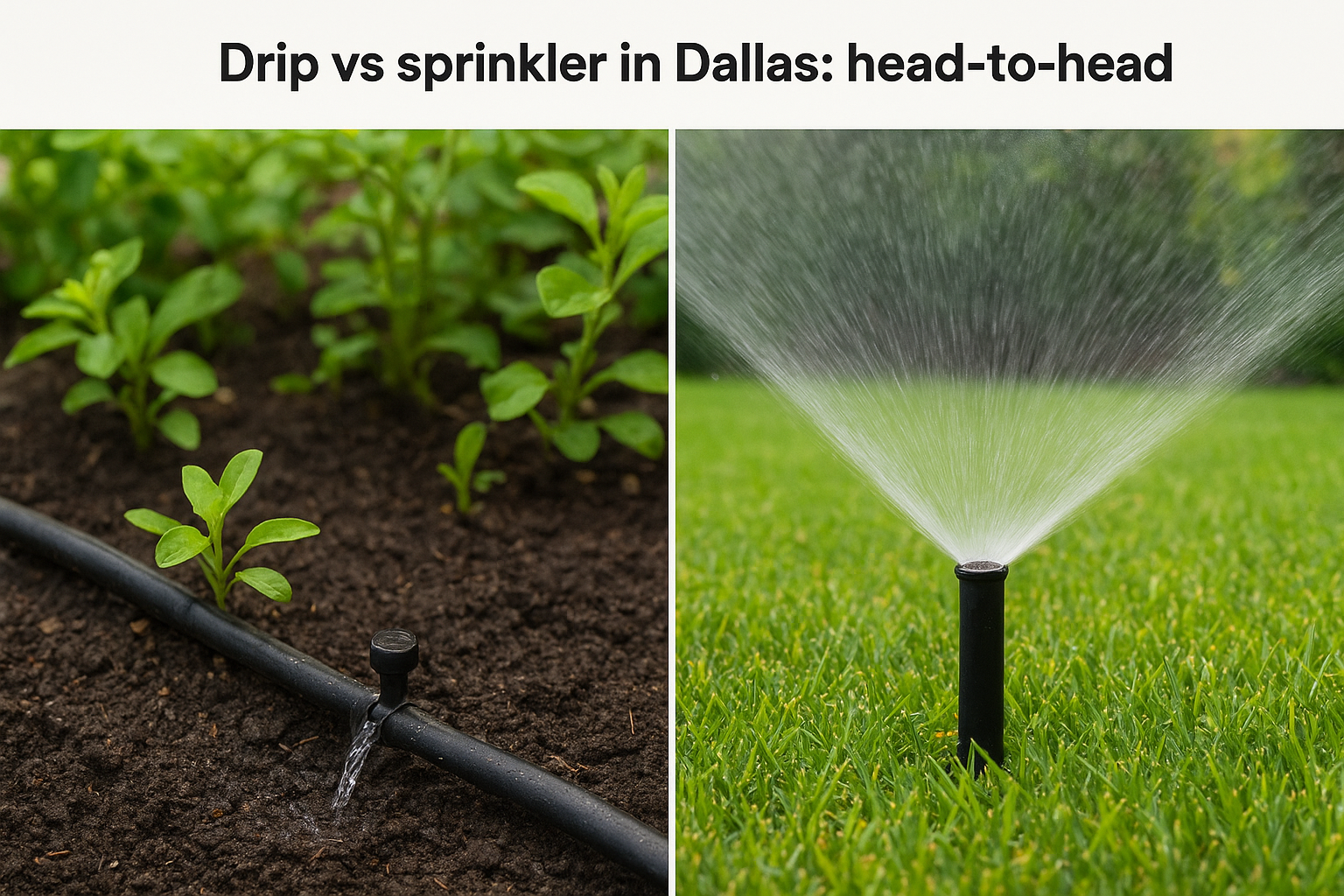 Drip vs sprinkler in Dallas: head-to-head