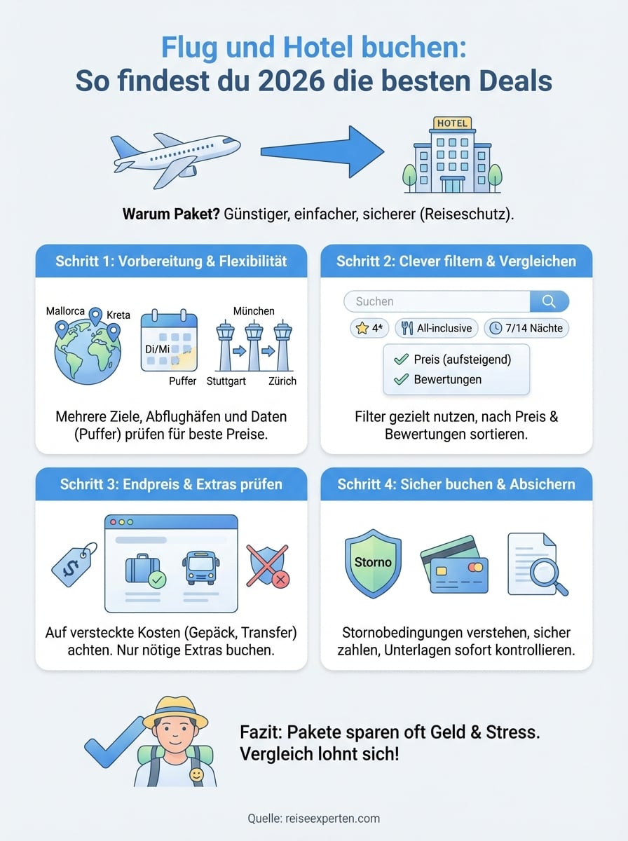 flug und hotel buchen infographic