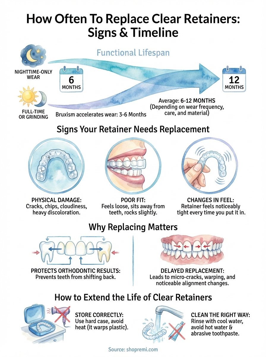 how often to replace clear retainers infographic