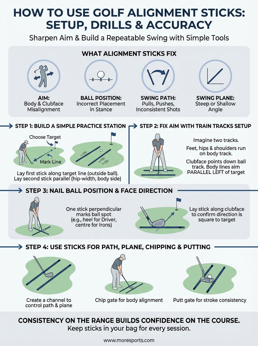 how to use golf alignment sticks infographic